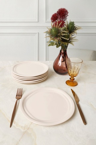 Keramika Krem Bloom Pasta Tabağı 24 Cm 6 Adet 030 Krem