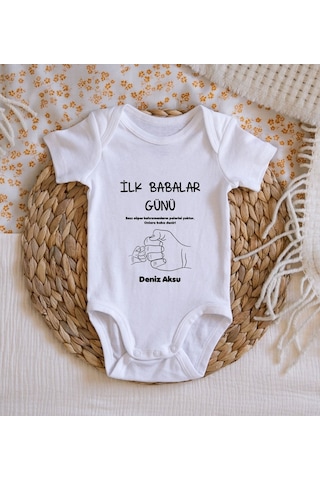 Bitmeyenkartus Bk Kids Isimli Ilk Babalar Günü Tasarımlı Bebek Body Zıbın - Mode (547901061) Beyaz