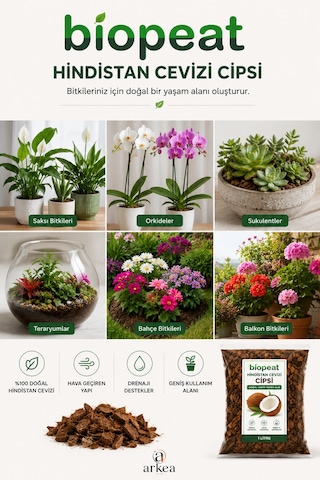 Hindistan Cevizi Cipsi 1 Litre Coco Husk Orkide Saksı Bitkisi Ve Teraryum Kullanımı 1000