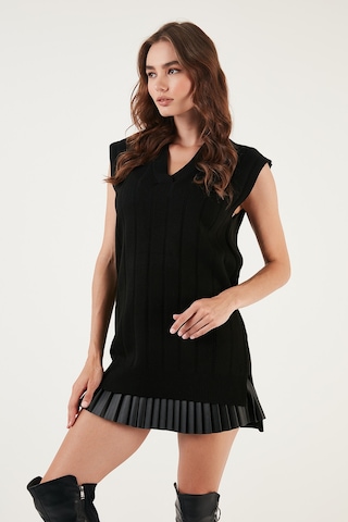 Lela V Yaka Arkası Uzun Triko Bayan Süveter 4616088Y Siyah