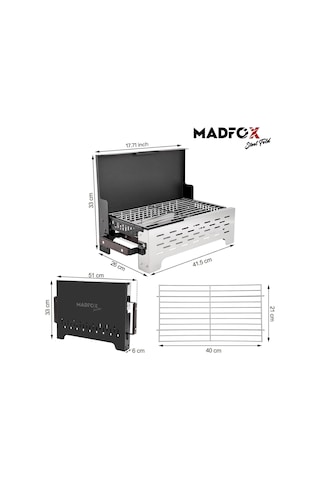 Madfox Steelfold Paslanmaz Çelik Katlanabilir Mangal Gri