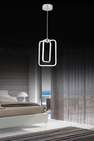 Led Avize Kare 2li 3renk Işıklı Krom Renk Krom