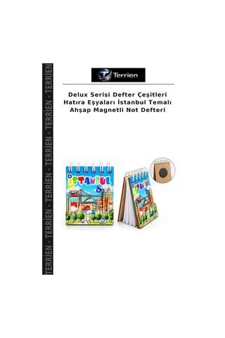 Delux Serisi Defter Çeşitleri Hatıra Eşyaları İstanbul Temalı Ahşap Magnetli Not Defteri Çok Renkli