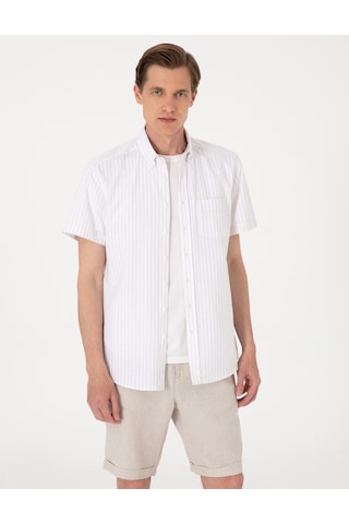 Pierre Cardin Erkek Bej Gömlek Kısa Kollu 50307082-vr011 Bej