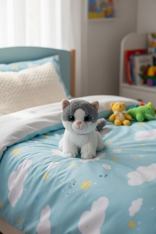 Miyavlayan Peluş Kedi 25 Cm - Yumuşacık Tüylü Sesli Uyku Arkadaşı Ve Hediye Kedi Oyuncak Gri