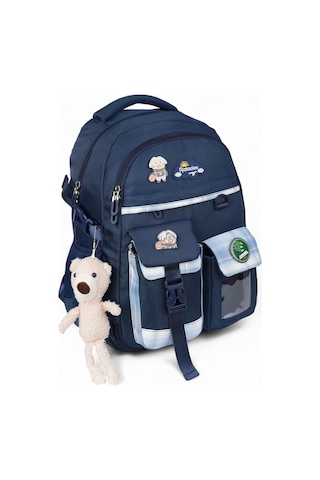 Relaxion 2174-1450 İthal Kore Tarzı Unisex Çocuk İlkokul Sırt Çantası Lacivert
