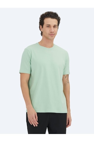 Kip Mint Düz Bisiklet Yaka %100 Pamuk T-shirt Mint