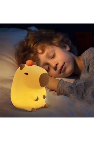 Ruicoo Usb Şarjlı Dokunmatik Zaman Ayarlı Çocuk Gece Lambası - Yumuşak Silikon Yapılı Portatif Işık Bej