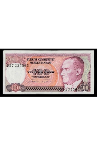 7. Emisyon 2. Tertip 100 Türk Lirası, T.c. Eski Kağıt Para "çil"