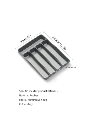 Springsun 5 Bölmeli Pratik Çatal Kaşık Organizatörü - Mutfak Çekmecesi İçin Kompakt Saklama Tepsisi Gri