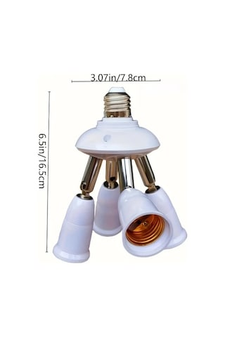 Boatshop1 Harika Beyaz 4ü 1 Arada E27 E26 Led Ampul Soketi Adaptörü Ayarlanabilir Işık Bölücü Dönüştürücü 360 Dönebilir 180 Bükülebilir Kollar Metal Kaplama 1 Adet