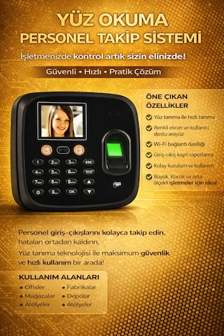 Wifi Kablosuz Yüz Okuma Parmak İzi Ve Kartlı Personel Takip Cihazı -web Giriş Çıkış Yazılımı