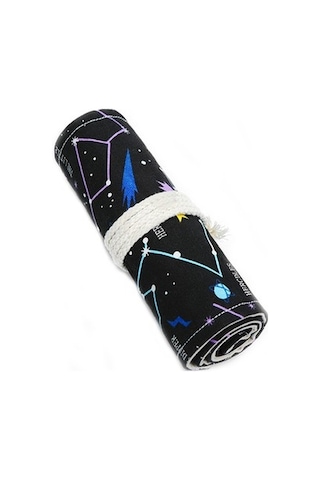 Agoodshop 2 Adet 72 Delikli Gökyüzü Desenli Rulo Kalem Kutusu - Siyah 3bp-yeşil