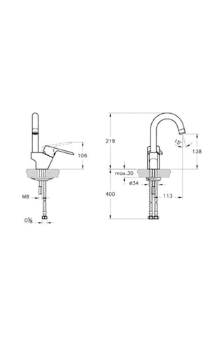 Axe S Lavabo Bataryası Döner Borulu A42543-A42313