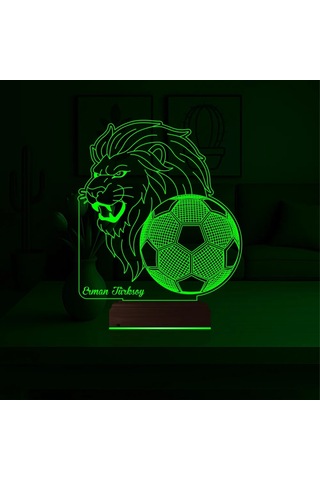 Luvivia Aslan Futbol Topu Taraftar Hediye Cimbom Kişiye Özel 3d Lamba - Masa Gece Lambası Şeffaf