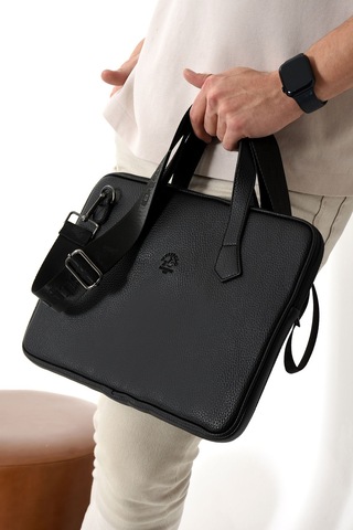 Westpolo Vegan Deri Unisex Laptop, Evrak Çantası - 6078 Siyah
