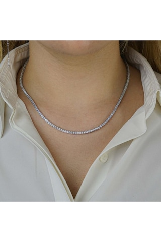 Modagümüşevi Pırlanta Tasarımlı Kare Model 925 Ayar Gümüş Su Yolu Kolye