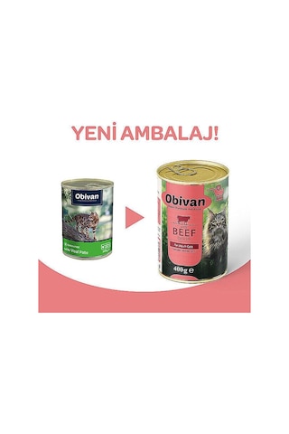 Obivan Tahılsız Dana Etli Ezme Yetişkin Kedi Konservesi 400 Gr X 12 Adet