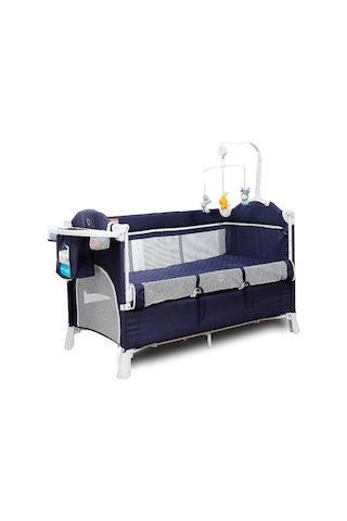 Teknum 4'ü 1 Arada Yan Beşik Co-sleeper Navy Blue Katlanabilir Beşik, Oyun Alanı, Taşınabilir Lacivert