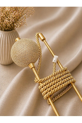 Gold Rengi Taşlı Hayalet Kol Fon Ve Tül Bağı, Perde Aksesuarı, Perde Tutucu, Renso