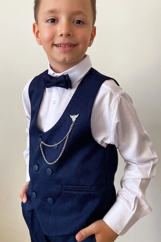 Erkek Çocuk Takım Elbise Papyonlu Yelekli Takım Elbise Lacivert