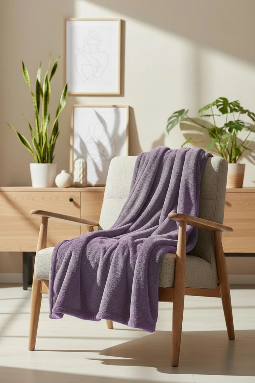 Pufina 140x190 Tavşan Tüyü Tv Battaniyesi Kül Moru