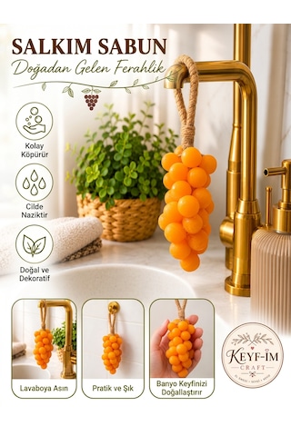 Keyfim Craft El Yapımı Turuncu Üzüm Tanesi Tasarımlı Banyo Ve Dekoratif Sabun Doğal