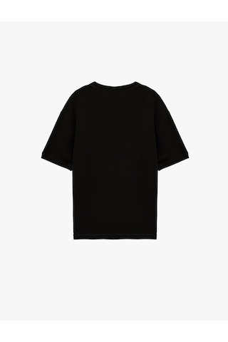 Koton Kısa Kollu Bisiklet Yaka Basic Oversize Tişört Siyah 6sam10282mk Siyah