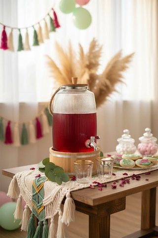 Bambum Melo - Bambu Kapak Ve Ahşap Standlı Cam Sebil 6l