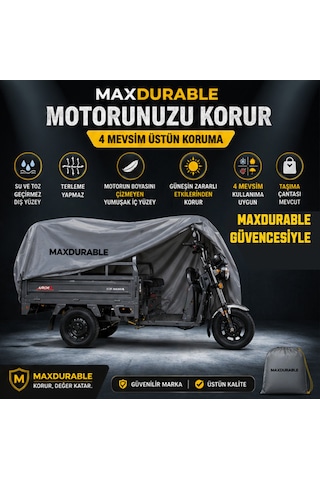 Motolux Fayton 8200 3 Tekerlekli Kasalı Motosiklet Brandası Su Geçirmez 4 Mevsim Boya Dostu Motor Brandası + Taşıma Çantalı
