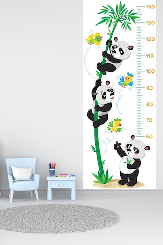 Boy Ölçer Sticker Sevimli Pandalar Ve Kuşlar Temalı