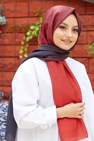 Afvente Degrade Desen Siyah-bordo Soft Pamuk Şal Diğer