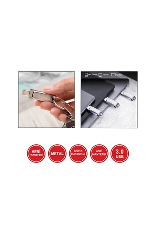 64 Gb Type-c Usb Flash Bellek Otg 3.0 Hızlı Okuma Metal Kasa Telefon Tablet Uyumlu