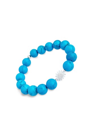 Gümüş Firuze Turkuaz Doğal Taşlı Güneş Tasarım Kadın Gümüş Bileklik Gümüş