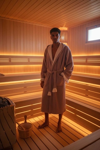 Kapüşonlu , Püsküllü , Yumuşak Dokulu , Unisex , Müslin Kumaş Banyo Ve Plaj Bornozu - Gül Kurusu - S / M Gül Kurusu