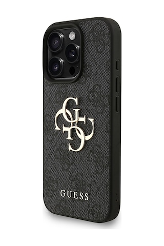Apple iPhone 16 Pro Uyumlu Kılıf Guess Lisanslı Bilek Askı İpli Metal 4g Ve Yazı Logolu Kapak Siyah
