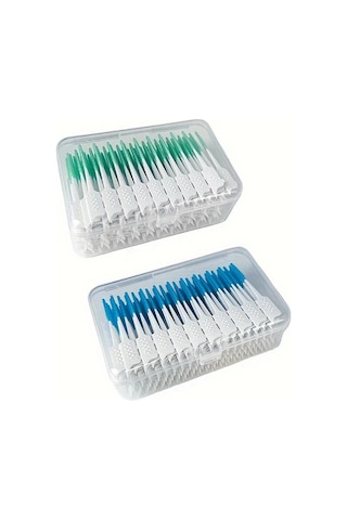 Elmpaly Mentollu Diş İpi Fırçası 400 Adet Mavi 200 Yeşil 200 Diş Arası Fırçası Mini Yumuşak Kauçuk Diş Temizleme Fırçası