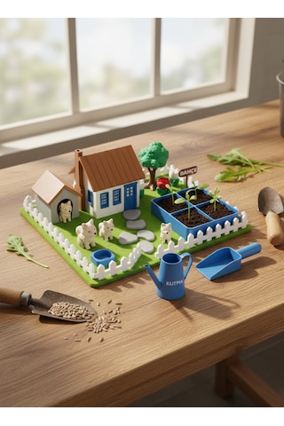 Kutpia Mini Bahçe Çocuk Oyun Ve Eğitim Seti 25x19cm - Sevimli Köpekler Mavi
