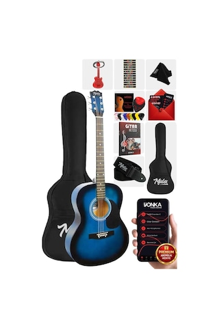 Midex Rg-530bl Kaliteli Mavi 40 İnç Akustik Gitar Seti 4/4 Yetişkin