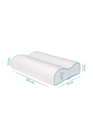 Viscofoam Çift Taraflı Yüksek Boyun Destekli Ortopedik Yastık Visco Yastık - 55x35x12-11cm