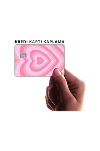 Pembe Kalp - Papara, Tosla, Otobüs Kart Kaplama Stickeri Kredi Kartı Için Diğer