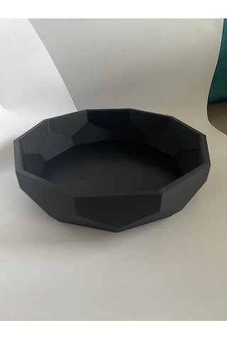 Siyah Köşeli Kase - Dekoratif Kase 15 Cm 3d Baskıdır- Sağlamdır