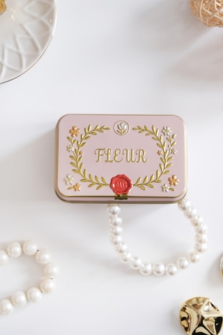 Pembe 107 X 72 X 50 Mm - Premium Fleur Gold Kabartmalı Metal Hediyelik Dekoratif Saklama Kutusu