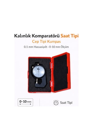 Senbang Kalınlık Komparatörü Saat Tipi Cep Tipi Kumpas 0.1 Mm Hassasiyet 0 10 Mm Ölçüm