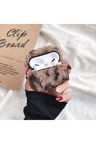Airpods Uyumlu Pro Peluş Bluetooth Kulaklık Koruyucu Kılıf İçin Koyu Kahverengi Leopar Kahverengi