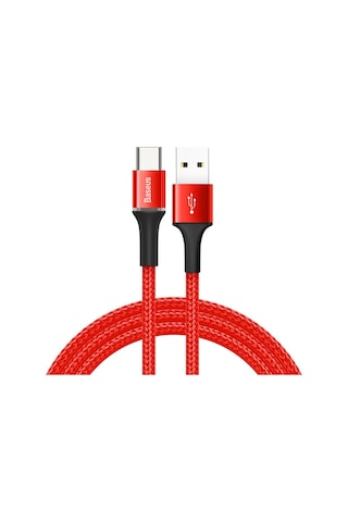 Baseus Halo Type-C 3A 1M Kablo Siyah / Kırmızı