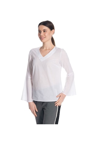 Bulalgiy Kadın Beyaz Kolları Volan Bluz - Bga527450