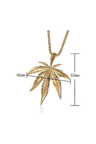 Chavin Yaprak Dizayn Gold Çelik Bayan Erkek Kolye Eb91Sr