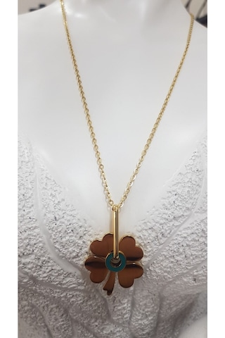 Vog Kişiye Özel Yonca Model Sevgiliye Eşe Anneye Arkadaşa Hediye Çelik Kolye Sarı