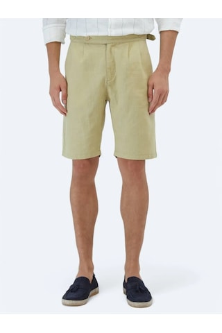 Yağ Yeşili Dokuma Jogging Fit Casual Pamuk Karışımlı Bermuda Yağ Yeşili